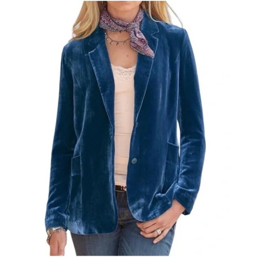 Sundance Taysha Blazer Jacket Silk Velvet Button Down Single Breasted, Size 2